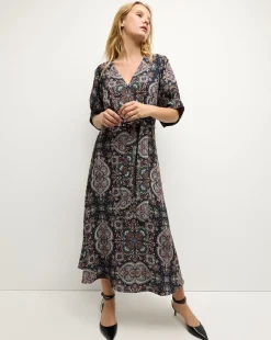 Wyatt Kaleidoscope-Print Dress in Navy Multi